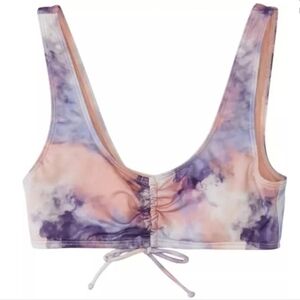 Roxy Active Mellow Cloud Pink & Purple Tie Dye Bralette Swim Top